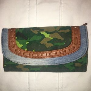 Camo denim wallet! Never been used!